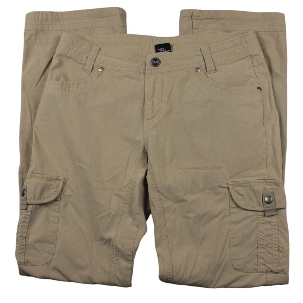 KUHL Pants Womens 8 Reg Tan Cargo Pocket Outdoor Hiking Climbing Activewear
